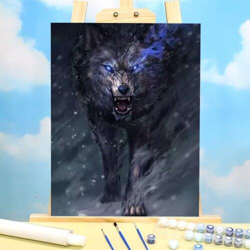 Wolf Cartoon Animal Painting By Numbers Kit Acrylic Paints 50*70 Paiting By Numbers Wall Decoration For Handiwork