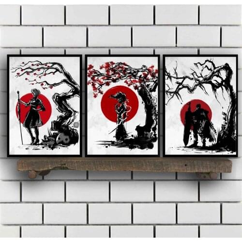 Japanese Style Art Guardian Spirit Zanarkand Fighter Keeping a promise Seed Guardian Swordsman Poster