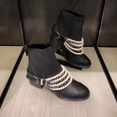 Pearl Winter Ankel Women Boots Med Heels Shoes Woman Mixed Color Botas Mujer Brand Ladies Chelsea Booties Dress Zapatos Mujer