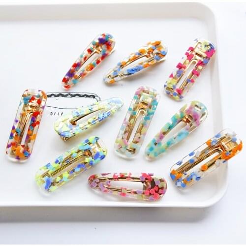 2019 New Fashion Hair Accessories Women Girls Vintage Print Geometric Hollow Acetate Hair Clips Headwear Barrettes Hairpins