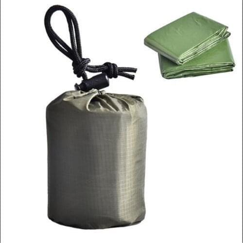 2pcs Aluminum Film 130x210cm Outdoor Emergency Blanket Disposable Green Keep Warm First Aid Lifesaving Blanket