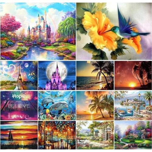 5D Diamond Painting Landscape Animal Picture Square Jewelry Embroidery Kit Castle Complete Mosaic Design Crafts Home Decor Gift