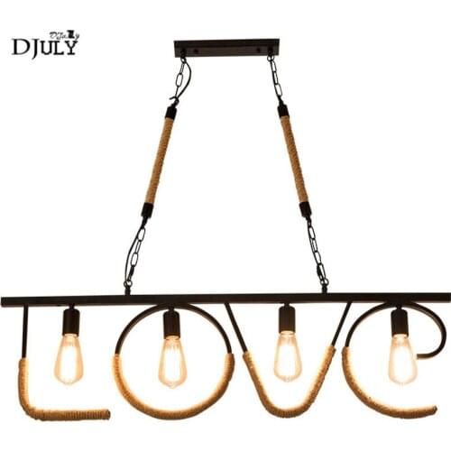 American romantic industrial love pendant lights for dining room coffee store bar loft decor hanging lamp retro kitchen fixtures