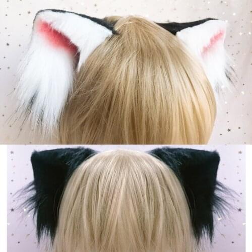 Anime Soft Sister Cosplay Handmade Kemonomimi Ears Cat & Fox & Wolf Beast Ears Hair Clip Simulation Props Headwear Hairpin