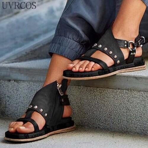 Womens Sandals Bohemian Retro Style Woman Cross Strap Flats Ladies Open Shoes Summer Womens Soft Bottom Rivet Sandals2021 New