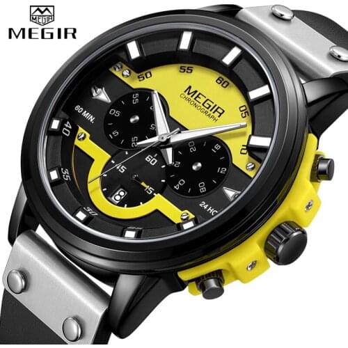 MEGIR Mens Watches Top Brand Luxury Mens Big Dial Military Sport Watch Men Quartz Chronograph Army Waterproof Relogio Masculino