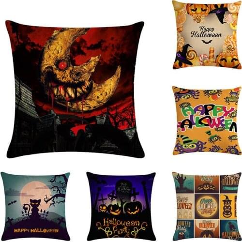 Cushion Cover Soft Plush Pillow Home Art Background Decoration Back Throw Sofa Cushion Cover Halloween Pumpkin Pillow Case ZY488