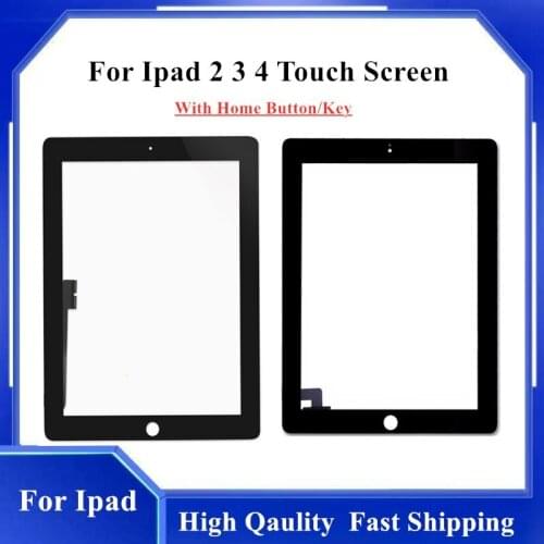 For iPad 2 3 4 Touch Screen Digitizer With Home Button For iPad 2 3 4 Front Touch Glass Panle LCD screen Replacement