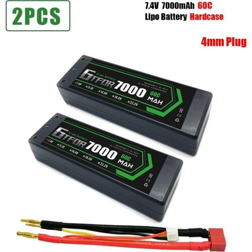 GTFDR 7000mAh 4mm Lipo Battery 7.4V 60C/120C 2S LiPo RC Battery Deans XT60 EC5 for RC Evader Car Truck Truggy Buggy Helicopter