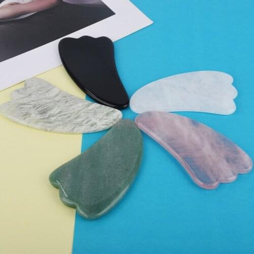 Genuine Solid Jade Gua Sha tools Massage Tool SHEEP HORN Shape Facial Tool Massager Scrapers Tools For Face Neck Back Body