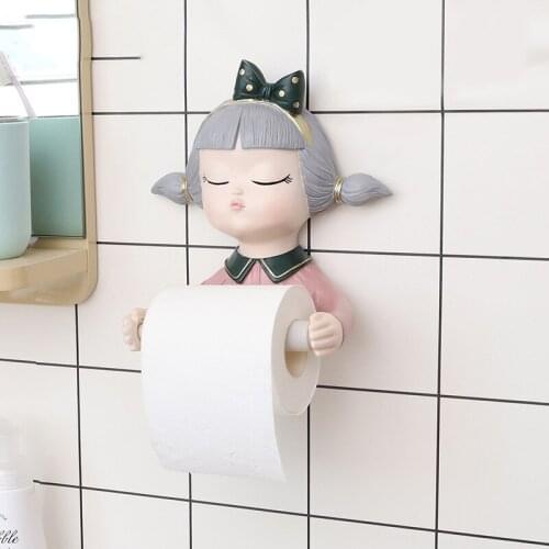 JOYLIVE Cartoon Girl Bubble Creative Toilet Tissue Box Home Toilet Decoration Tissue Holder Wall-mounted Paper Roll Holder 2021