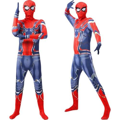 Halloween Red Spiderboy Cosplay Costume With Mask Sets Clothes Children Christmas Birthday Party Tight Clothes