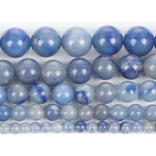 Natural Stone Blue Aventurine Quartz Charm Round Loose Beads For Jewelry Making Needlework Bracelet Diy Strand 4/6/8/10/12 MM