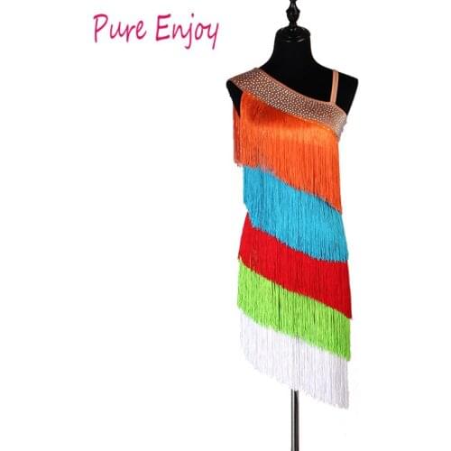 Latin Dance Dresses Women/Girls Sexy tassel Skirt Ballroom/Tango/Salsa/Rumba/Latin Dresses Clothes For Sale customizable