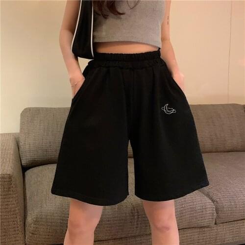 Summer vintage track shorts women vetement femme loose high waist pantalones cortos mujer wild Harajuku biker spodenki damskie