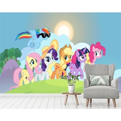 Cute Horse 3D Cartoon Murals Wallpaper for Baby Children Room Sofa Background 3d Photo Murals 3d Cartoon Wall Paper