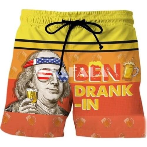 Abe Drinkin Ben Cute 3D Print Mens Shorts Unisex Streetwear Elastic Waist Shorts Summer Beach Harajuku Casual Drawstring-4