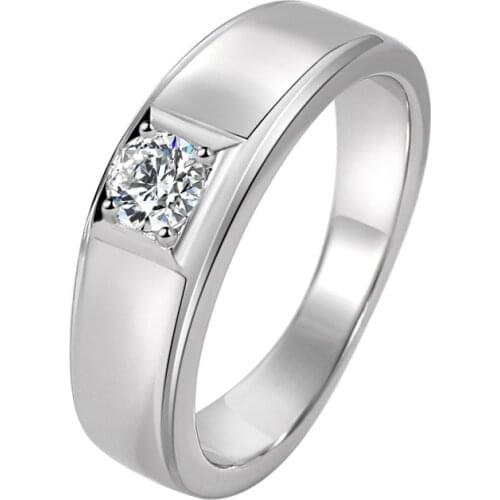 Men Rings for Wedding Engagement Solitaire Shiny Simple Elegant Design Male Marriage Rings for Women Classic 925 Silver Jewelry