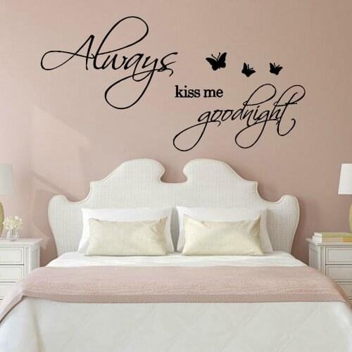 Quote Always Kiss Me Goodnight wall sticker Vinyl Self Adhesive Wallpaper For living Rooms for bedroom Home Decor