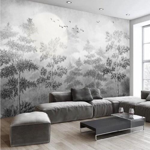 Custom Mural Wallpaper Hand Painted Forest Tree Art Living Room Background Wall Painting