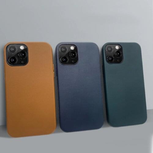 Original Genuine Leather Case for iPhone 12 11 Pro Max 12 Mini X XR XS Max Case Coque Real Leather Plastic Buttons Back Cover