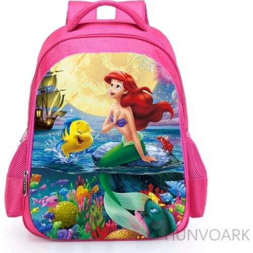 16 Inch Little Mermaid Ariel Princess 3D Children School Bags Orthopedic Backpack Kids School Boys Girls Mochila Catoon Bag