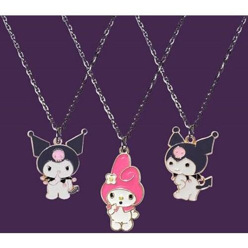 Harajuku Spooky Kawaii Cartoon Anime Kuromis Rabbit Bunny Little Devil Pendant Necklace For Women Girl Jewelry Accessories Gifts