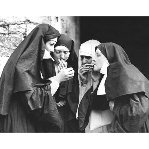 Nuns Smoking Picture Art Film Print Silk Poster for Your Home Wall Decor 24x36inch