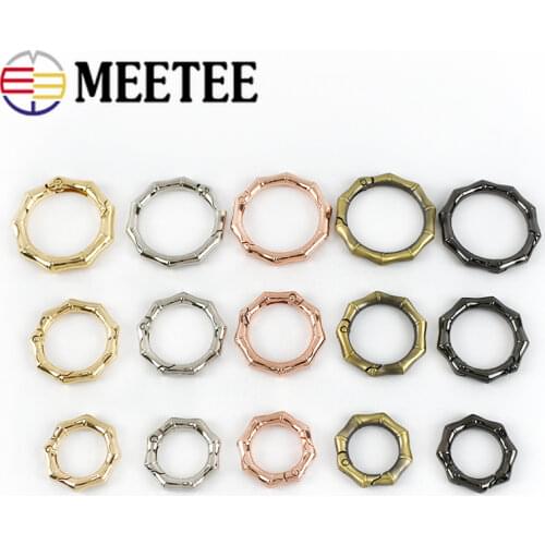Meetee 5pcs 20/25/32/38mm Opening Spring Coil Metal O Ring Connection Buckles Open Ring Bags Hardware Spring Buckle Accessories