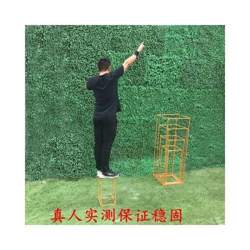 Wrought iron rectangular block frame wedding arch road lead birthday party event decoration artificial flower backdrop stand