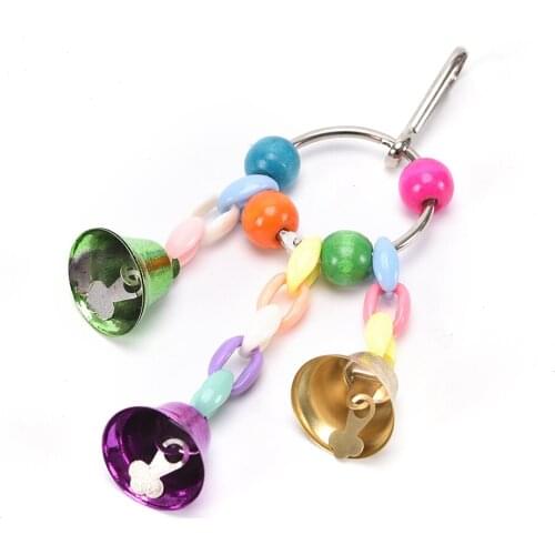 Lovely Parrot Toys Pet Bird Bites Climb Chew Toy Hanging Cockatiel Parakeet Climb Chewing Cage With Bell Bird Toys