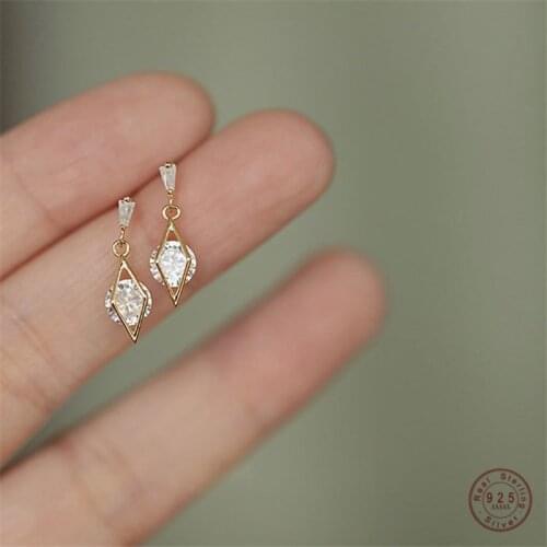 925 Sterling Silver Korean Diamond Hollow Stud Earrings Women Crystal Tassels Light Luxury Sexy Party Jewelry Gift