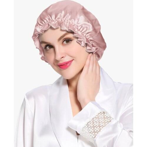 19 Momme Smooth Soft Mulberry Silk Sleep Cap For Sleeping Women Elegant Hair Care Accessories Elastic Band Sleeping Beanie