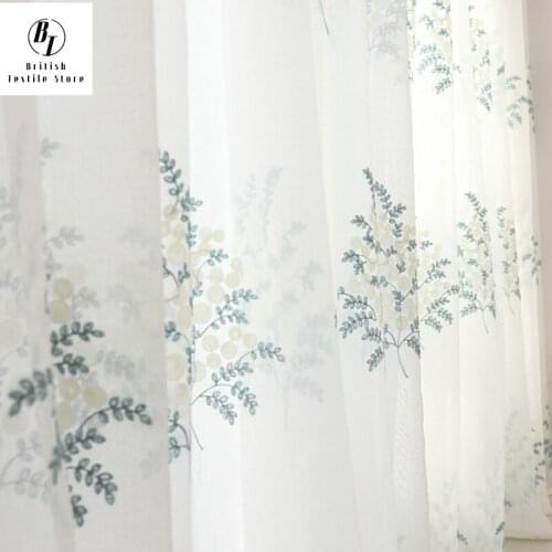 Modern Embroidered Tulle Curtains Window Screen for Living Room Bedroom Tree pattern Voile Sheer Curtains for Kitchen Door Drape
