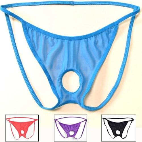 M/L/XL Novelty Mens Thong G-strings Sexy Penis Hole Funny Underwear Gay Thongs mens underwear gay 2019 sexy men Briefs