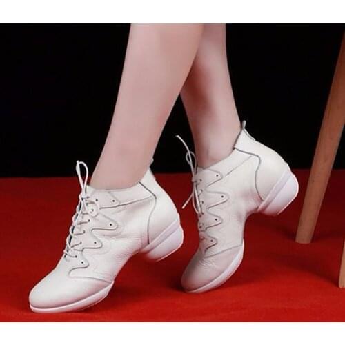 Dancing Shoes 8389 Genuine Leather Soft Bottom Spring Autumn Dancing Shoes Female Square Dance Shoe Sailor Modern Dance Jazz