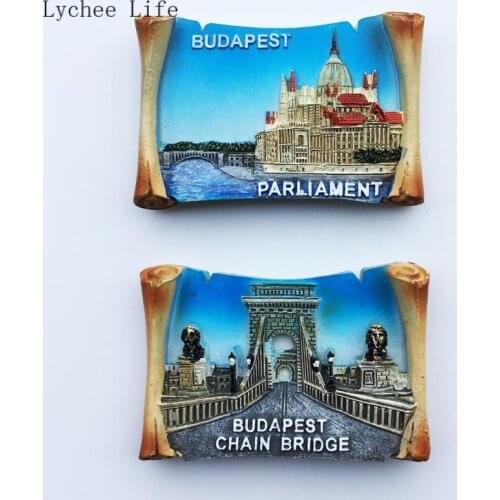 Lychee Life European Hungary Budapest Tourist Souvenirs Resin Painted Magnetic Refrigerator Stickers Home Decoration