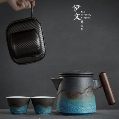 Japanese Ceramic Tea Set Aesthetic Simple Retro Green Tea Cup Teapot Tea Set Portable Teaware Taza Te Japones Teaware BC50TS