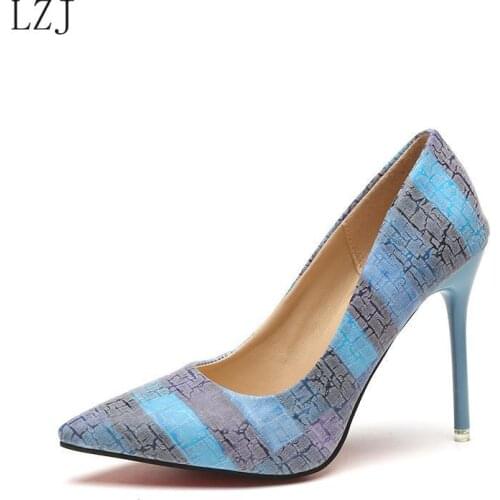 2021 New Big Size 34-42 New Fashion Ladies Sexy Thin High Heels Pumps Pointed Toe Mixed Colors Pumps Women Party Shoes Woman