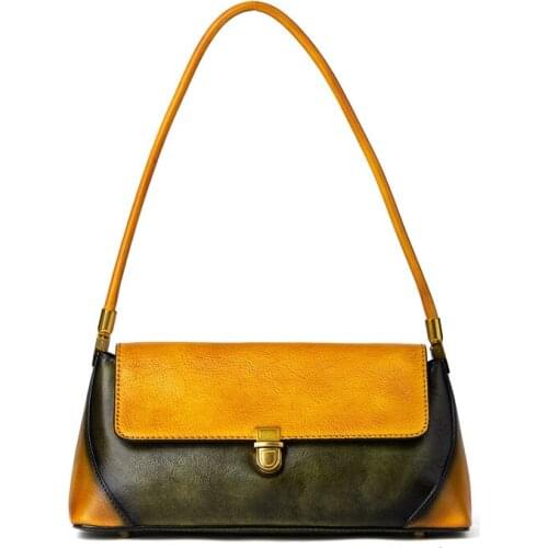 Women Clutch Bag Shoulder Handbag Genuine Leather Retro Classic Underarm bag