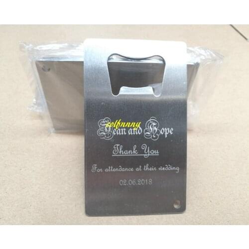 100pcs/lot Fast Shipping Wallet Size Stainless Steel Credit Card Bottle Opener Business Card Beer Openers Can customize Logo