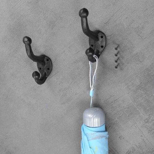 105*69mm Modern Farmhouse Hanger Hook Rustic Cast Iron Wall Mounted Coat Hooks for Hanging Coats Bag Hats Towels Antique Black