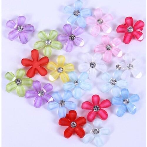 50Pc 10mm Resin Mixed Five petal flower Decoration Crafts Flatback Cabochon Scrapbook Fit Hair Clips Embellishments Manicure Diy