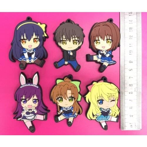 6pcs/lot Absolute Duo Original Japanese anime figure rubber mobile phone charms/keychain/strap G999