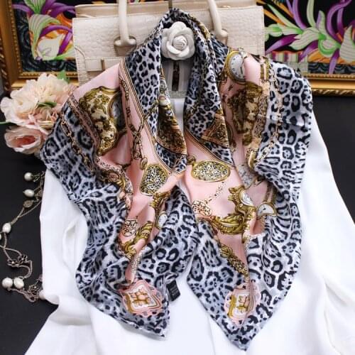 88cm Square Size Silk Scarf Spring Summer Pashmina Wrap Shawl Headscarf Flowers scarves