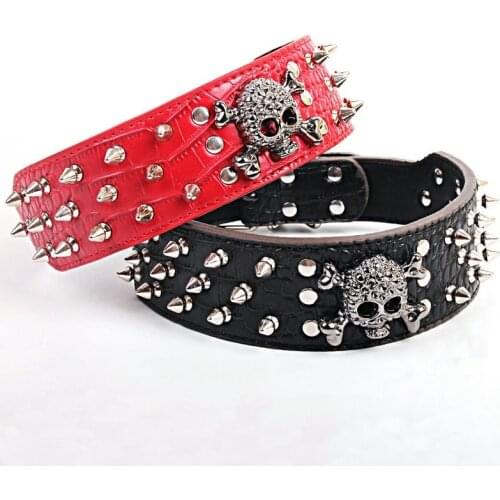 Big Gothic Punk Spike Genuine Wide Leather Collar Spiked Pu Leather Dog Collar Medium Large German Shepherd Spikes High