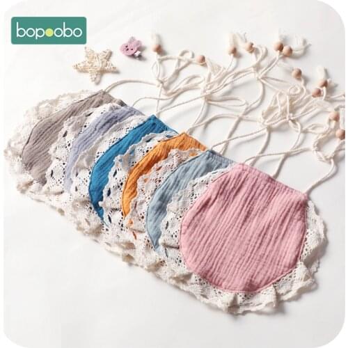 Bopoobo Lace Towel Washable Baby Saliva Towel 6PC Baby Bib For Newborn Baby Products Lace Bandana Bibs Baby Feeding Baby Stuff