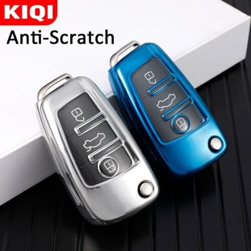 For Audi A1 A3 A4 A5 Q7 A6 C5 C6 Soft TPU Car Folding Flip 3 Button Key Case Cover Bag Shell Key Protector Accessories