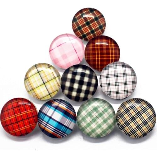 Hot selling 12pcs/lot glass cloth 18mm grid snap buttons leather clasp snap button bracelet snap Bangles jewelry