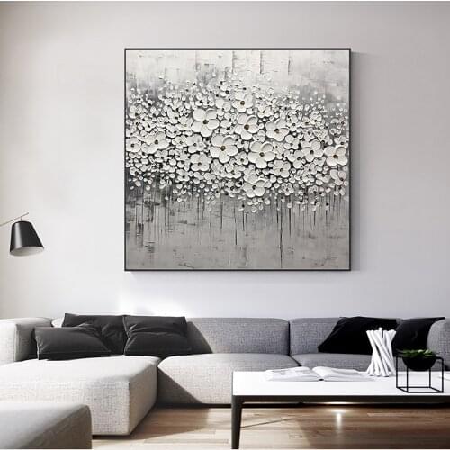 Handmade Oil Painting Cuadros Grandes Decoracion Salon 3D Knife Flowers Painting Hand Painted Modern Wall Art Canvas Painting